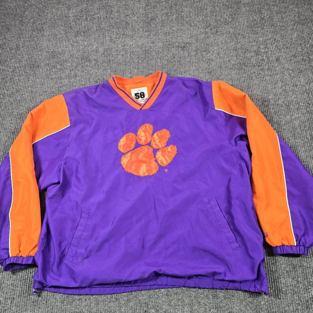 Clemson Tigers Jacket Mens 2XL Purple Orange NCAA Football 58‎ Sports Pullover